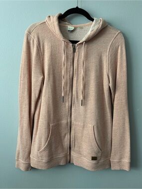 Roxy Blush Pink Zip Hoodie with Drawstring Hood
